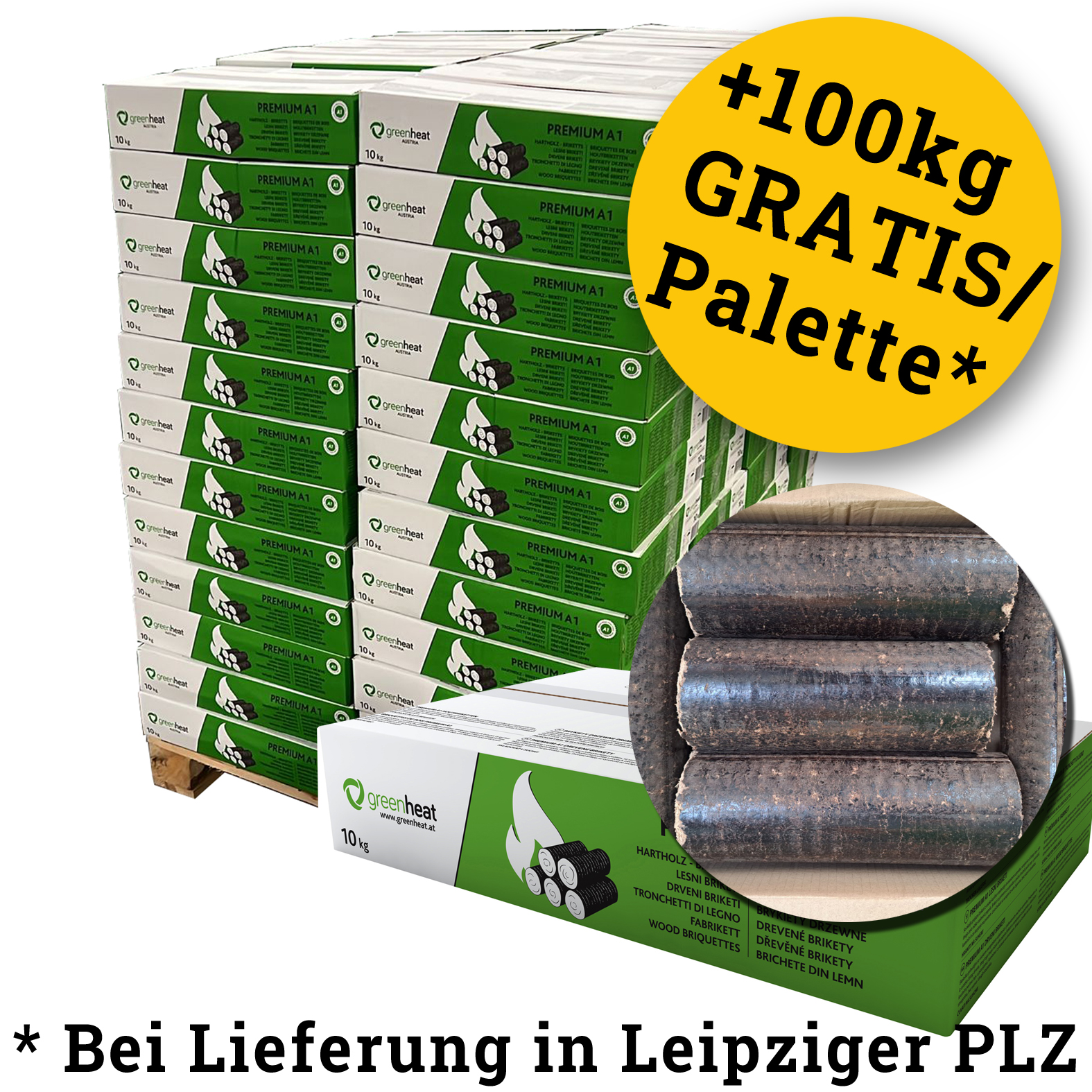 960kg Runde Buchen Briketts in 10kg im Karton