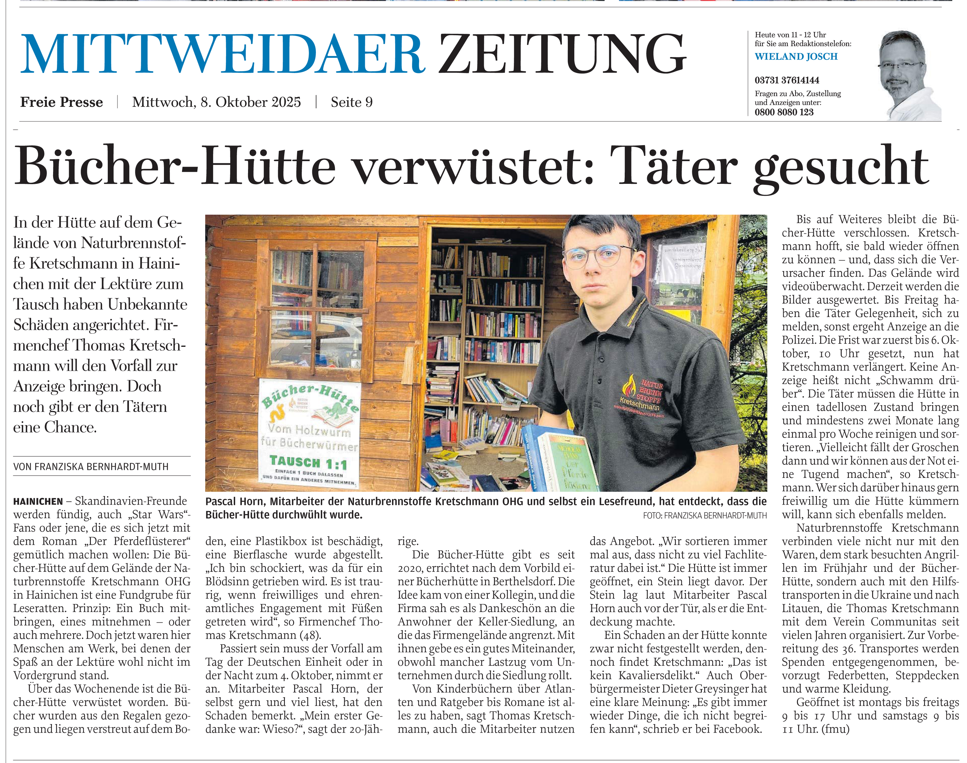 Vandalismus in Bücher-Hütte *