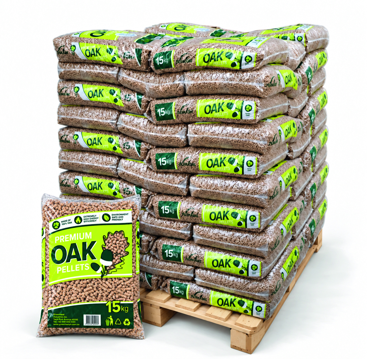 8mm! 990kg Eichen-Pellets "Naturbrennstoffe" ENplusA1