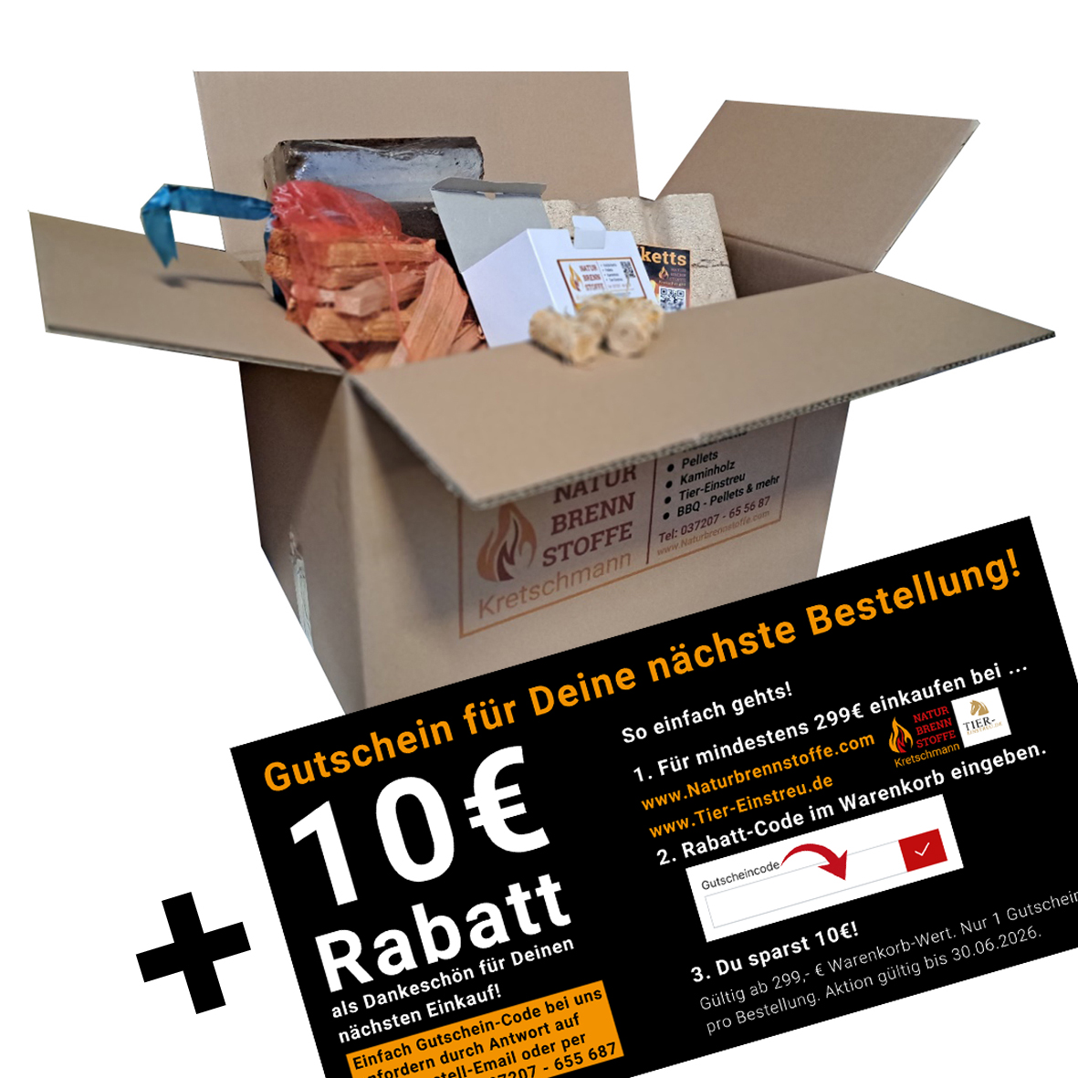 Starter-Paket Anzünder+Anzündholz+ 20kg Wunsch-Briketts