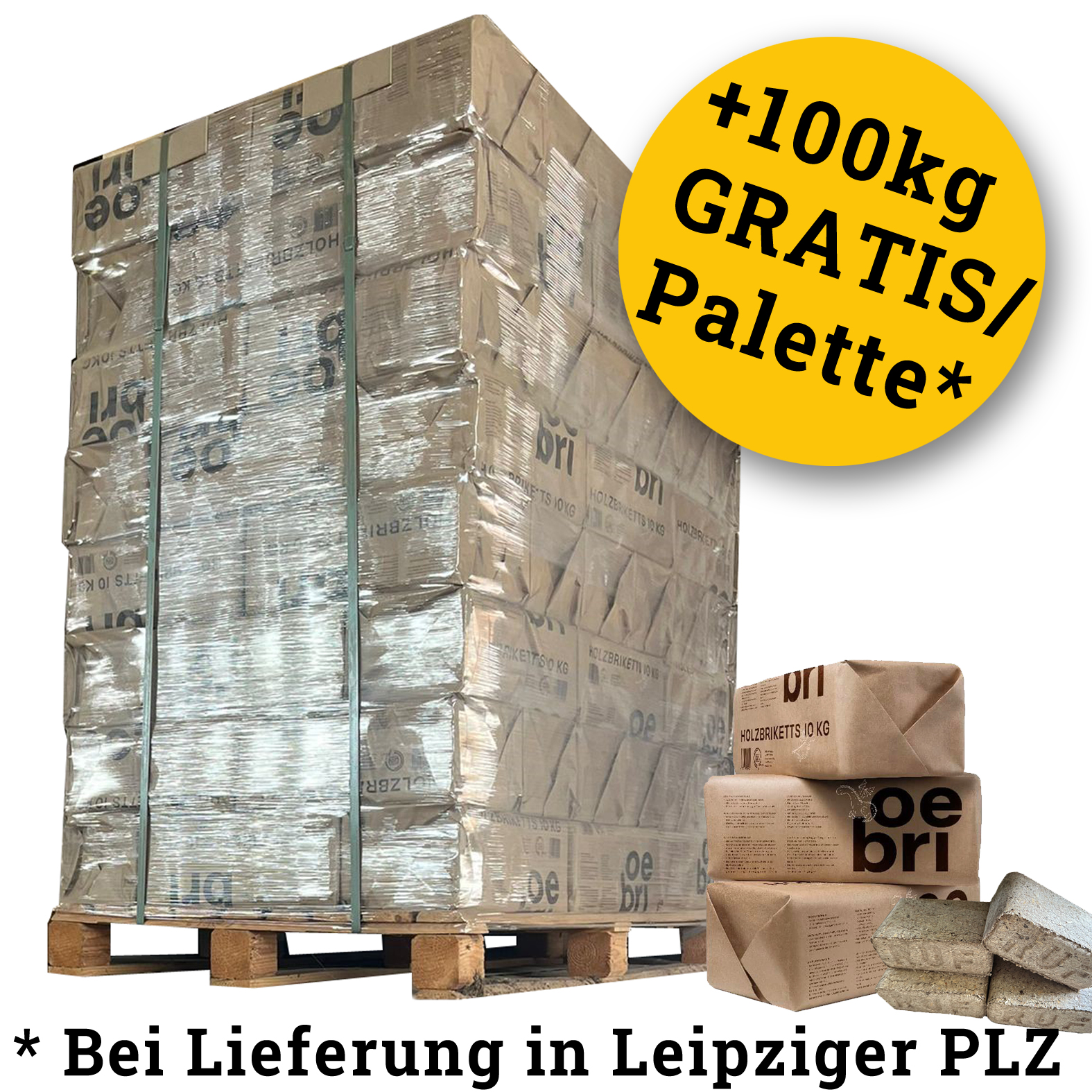 NEU - In Papier: 960kg Nachhaltige Nadelholz-Briketts aus Deutschland