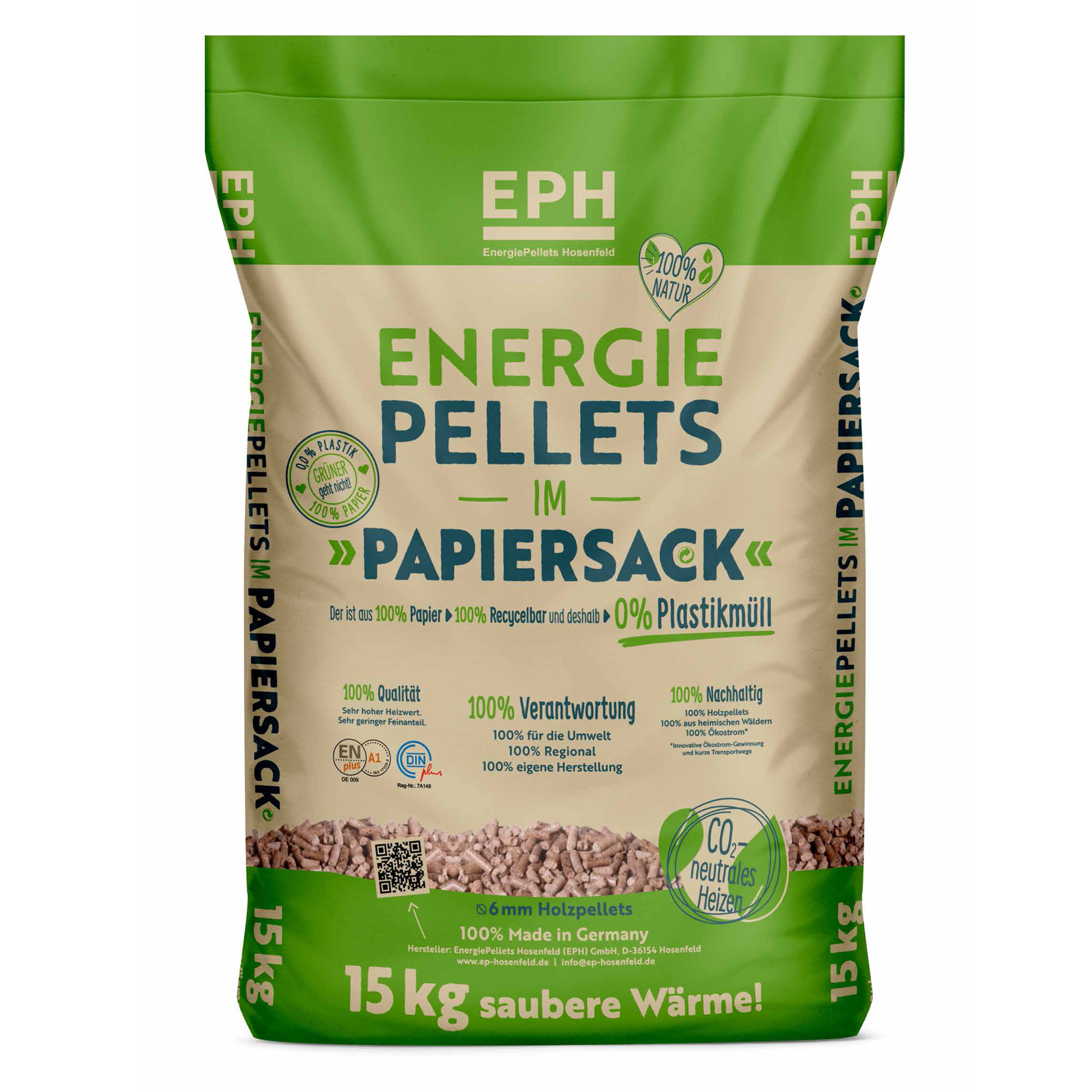 975kg Deutsche Nadelholz-Pellets "EPH" im Papier-Sack