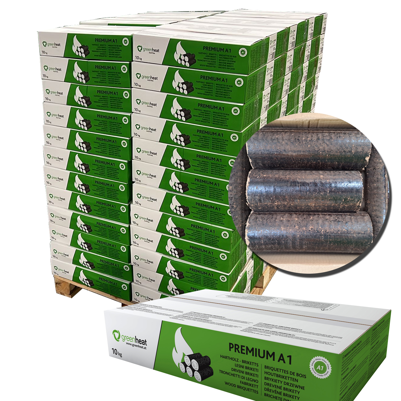 960kg Runde Buchen Briketts in 10kg im Karton 960kg Runde Buchen Briketts in 10kg im Karton