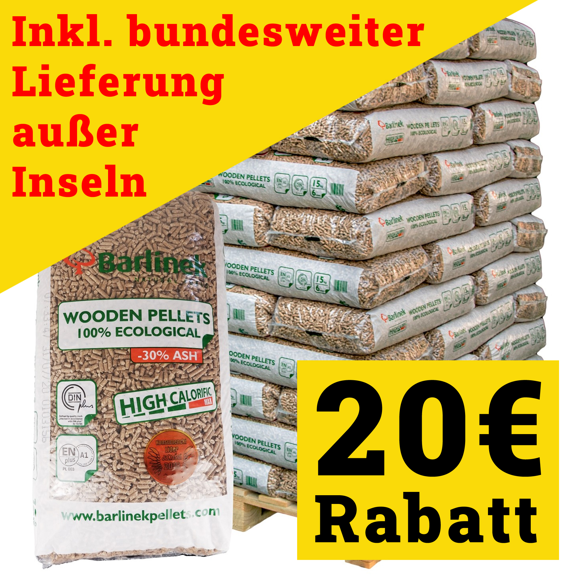 990kg Nadelholz Pellets - "Barlinek" ENplusA1 